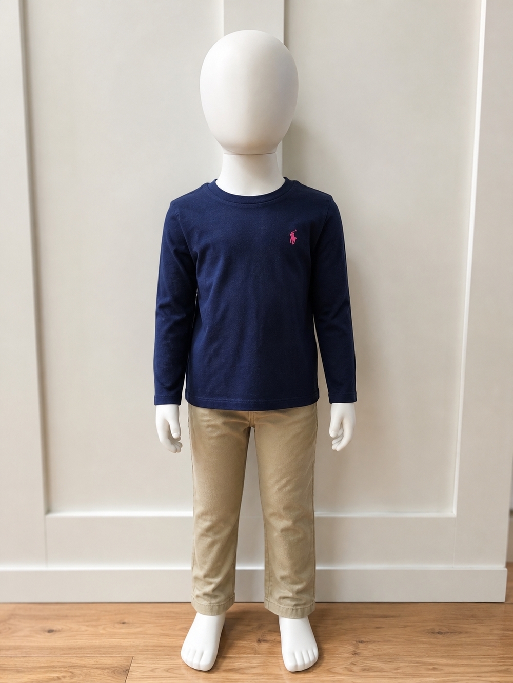 Ralph Lauren Navy Long-Sleeve Tee with Pink Pony